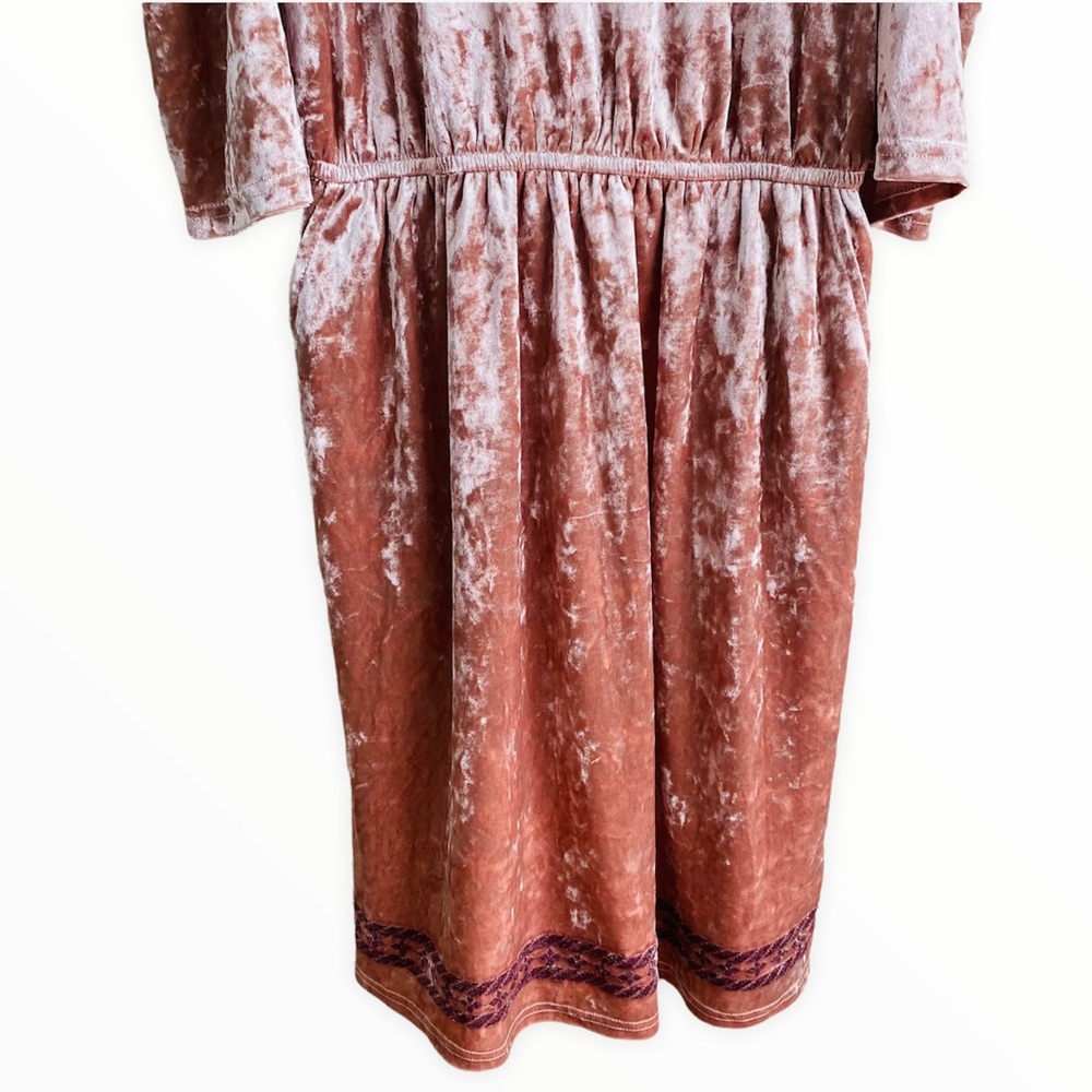 Lucky Brand NWT Pink Crushed‎ Velvet Embroidered Pocket Dress Size Small - Picture 6 of 11